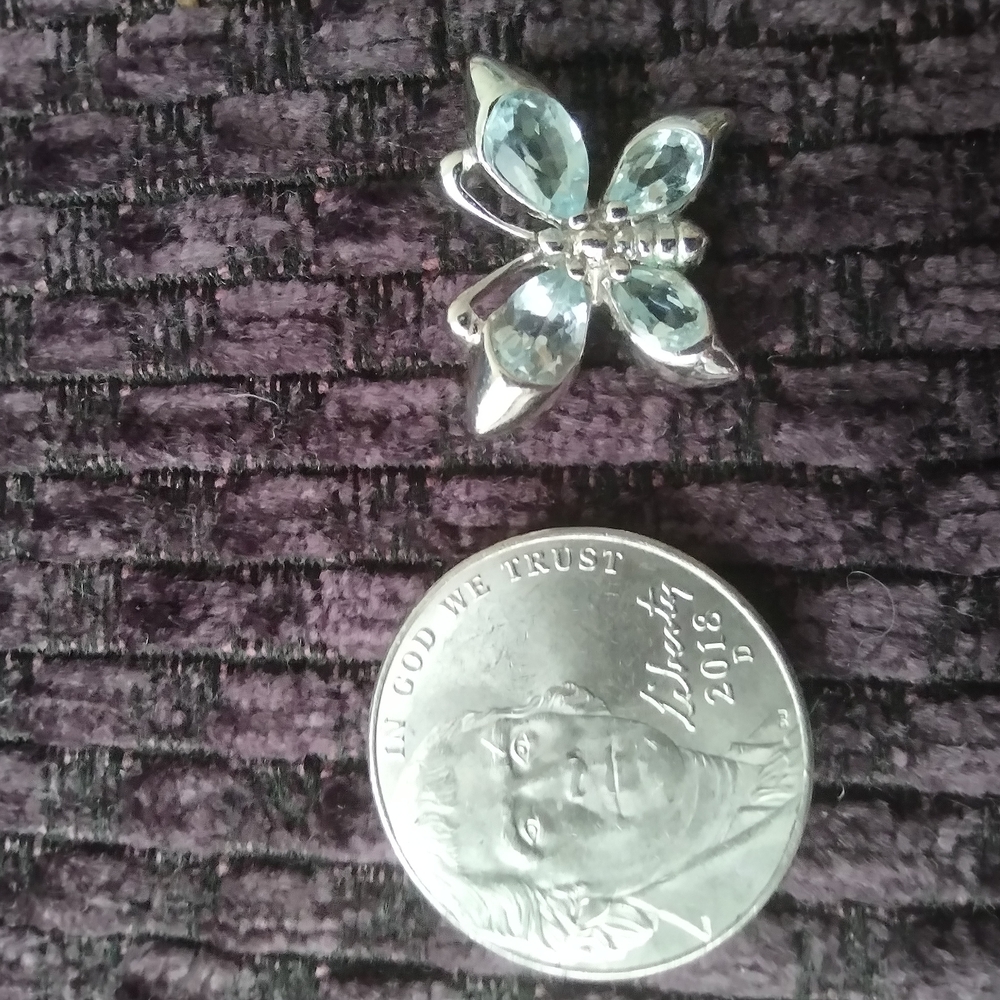 Silver Butterfly Gemstone Brooch